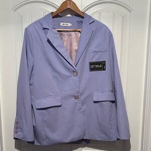 Lavender Tailored Single-Breasted Blazer